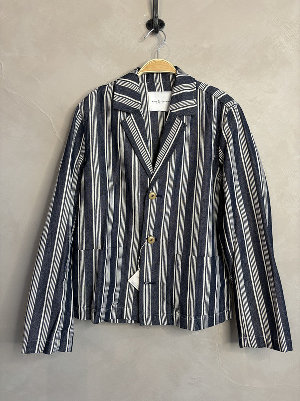 KING TUCKFIELD Navy stripe cottom blazer