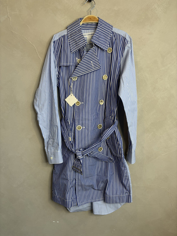 CDG SHIRT blue striped long trench coat