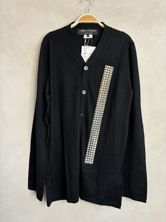 comme des garcon homme plus black studded cardigan