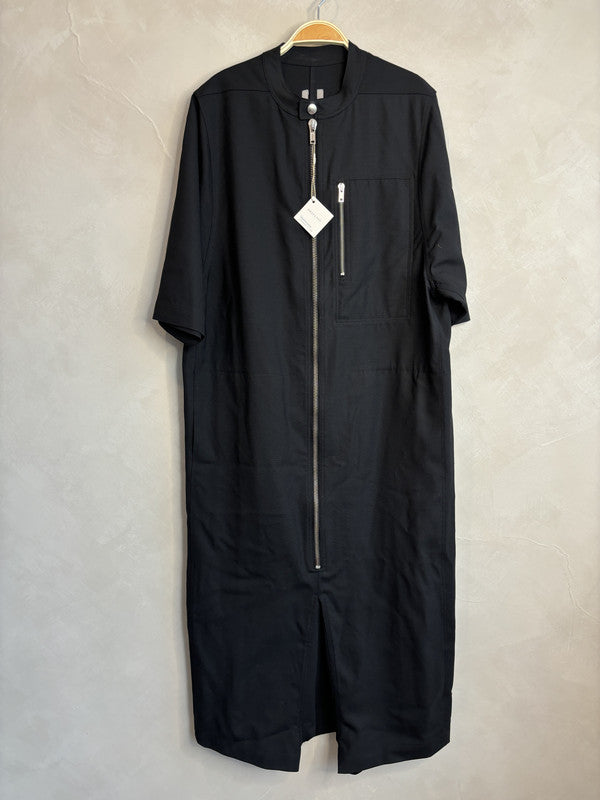 RICK OWENS black zipper short sleeves jumpsuit