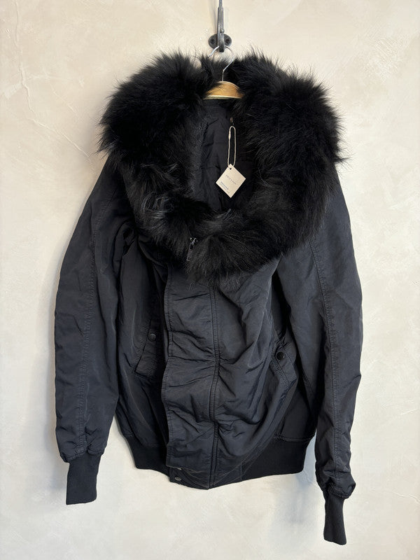 DRKSHDW Raccoon Fur Collar Exploder Funnel Neck Jacket