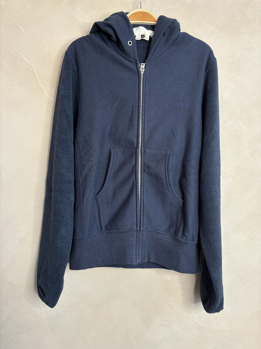 FUMITO GANRYU navy fleece sleeve zipper jacket