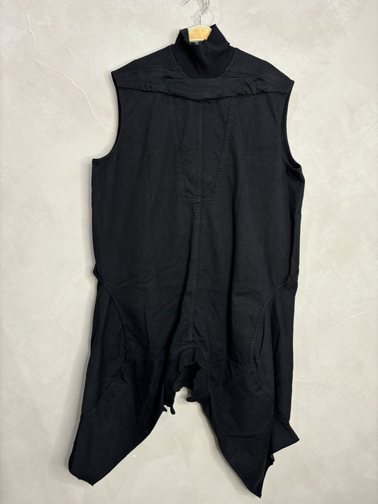 RICK OWENS Black sleeveless top raw edge