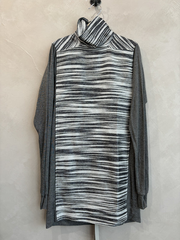 RICK OWENS Grey striped high neck top