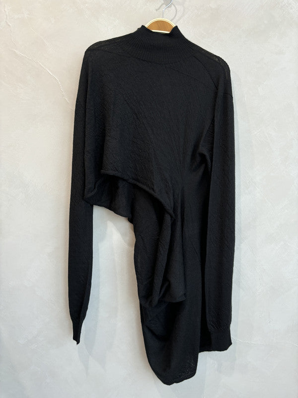 RICK OWENS Black cashmere cut out knit top