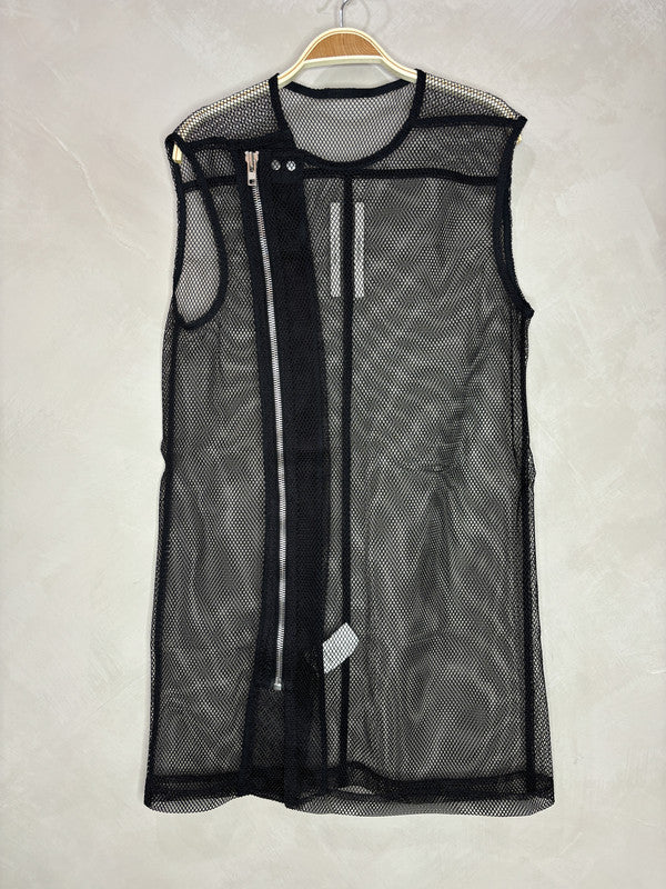 RICK OWENS Black mesh zipper vest jacket