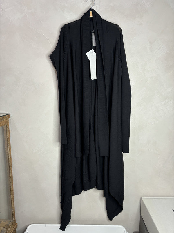 RICK OWENS Black wool maxi cardigan