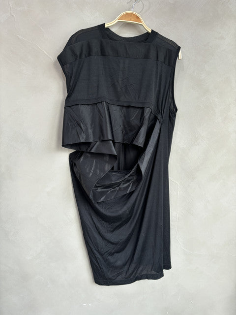 RICK OWENS black satin cut out sleeveless top