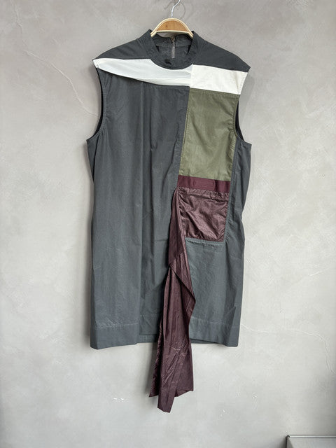 RICK OWENS grey patchwork sleeveless top