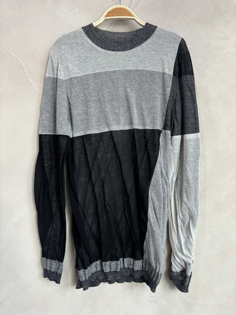 RICK OWENS grey striped knit top