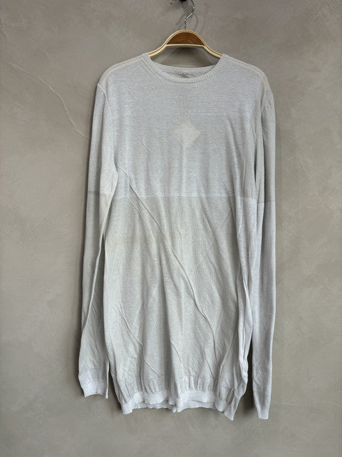 RICK OWENS light grey striped long knit top