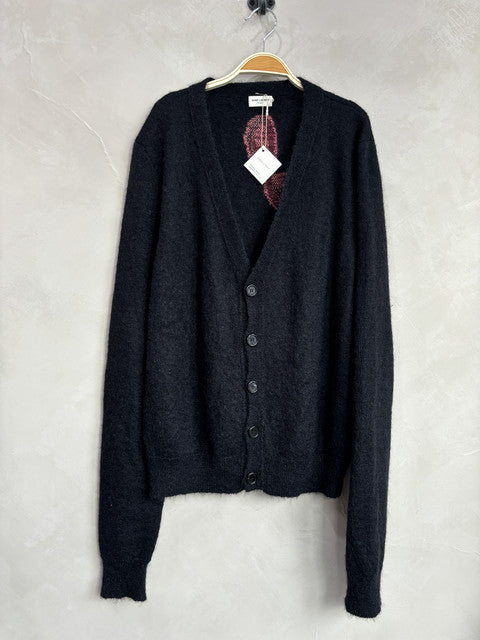 yves saint laurent black flamingo mohair cardigan