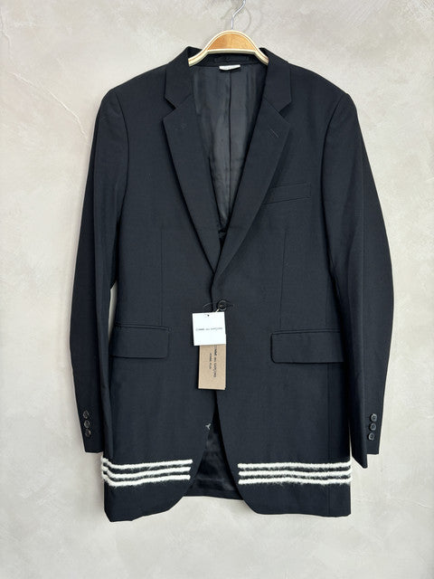 comme des garcon homme plus black long blazer hem stripes