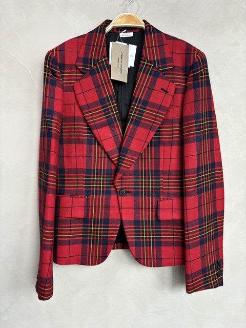 comme des garcon homme plus red checkered blazer