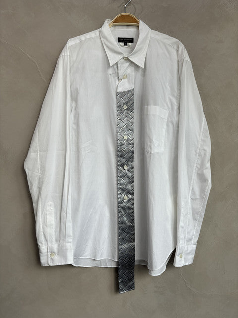 comme des garcon homme plus white long shirt metalic detail