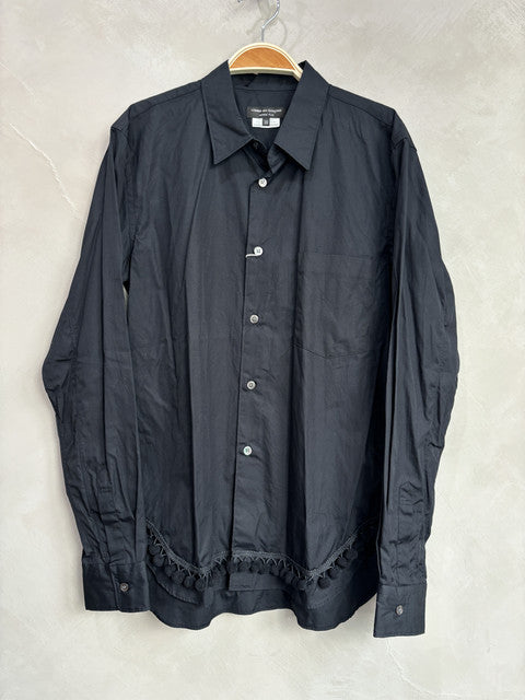 comme des garcon homme plus black shirt hem detail