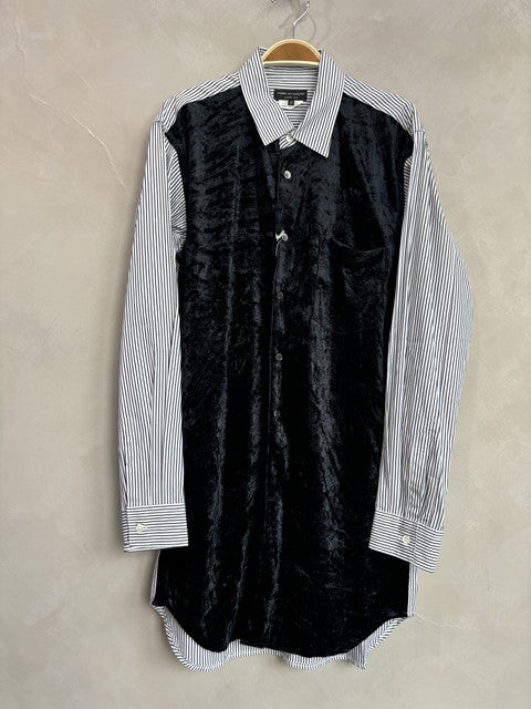 comme des garcon homme plus velvet striped shirt