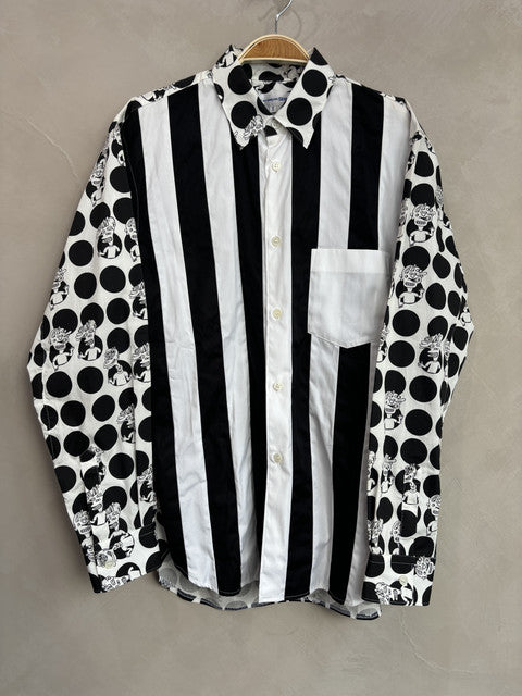 CDG SHIRT b/w striped graphic shirt