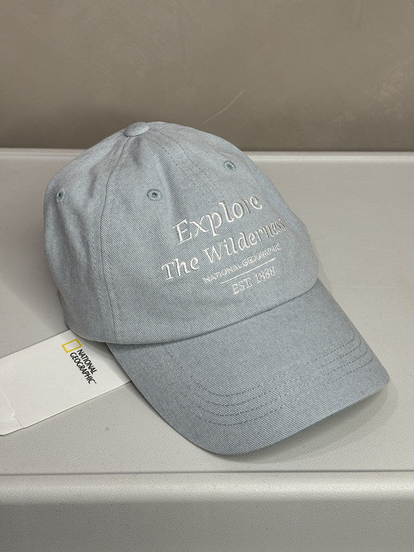 national geographic "Explore the Wilderness" denim cap