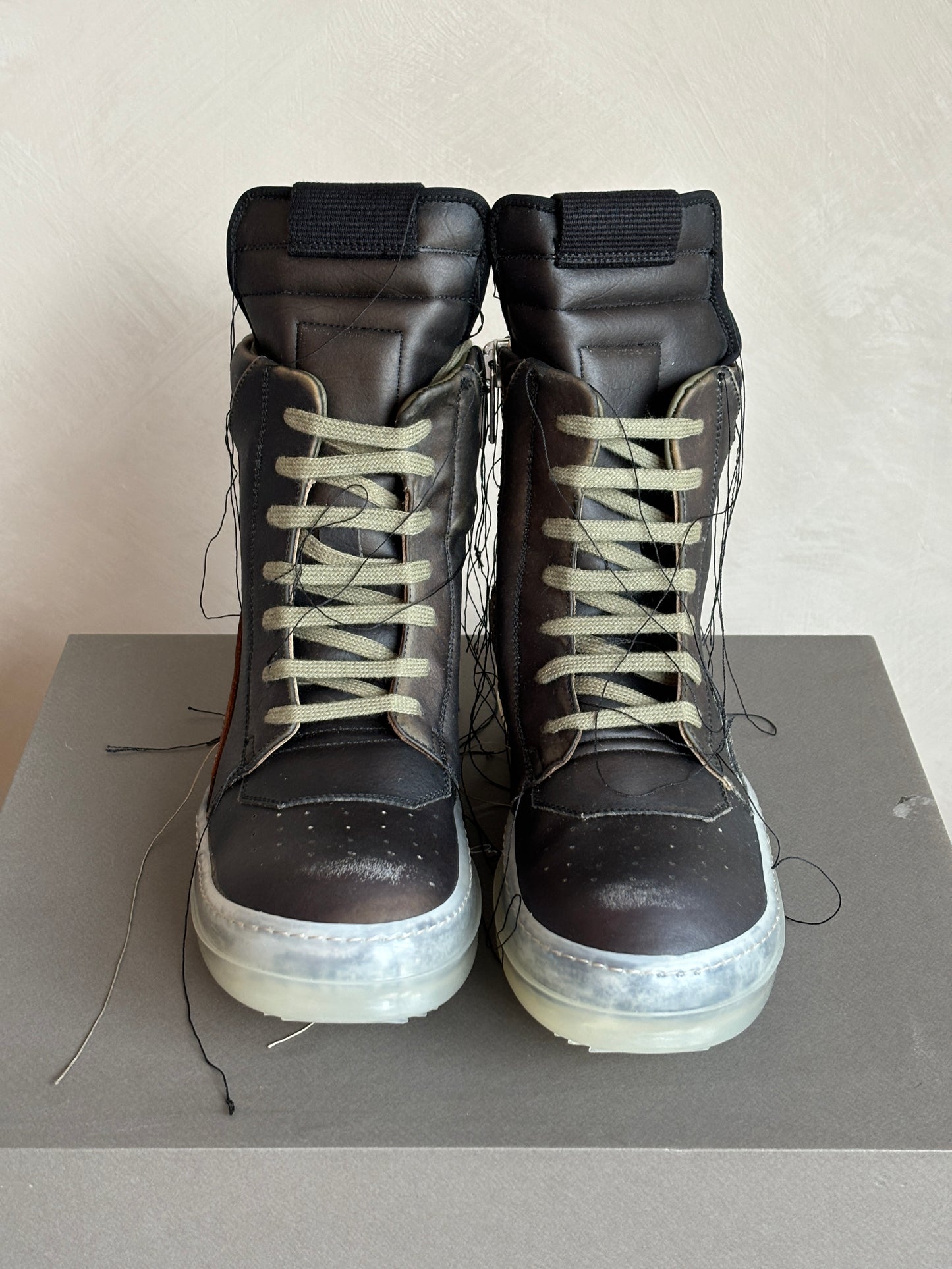 RICK OWENS SS19 BABEL Geobasket Black Bluejay Sneakers