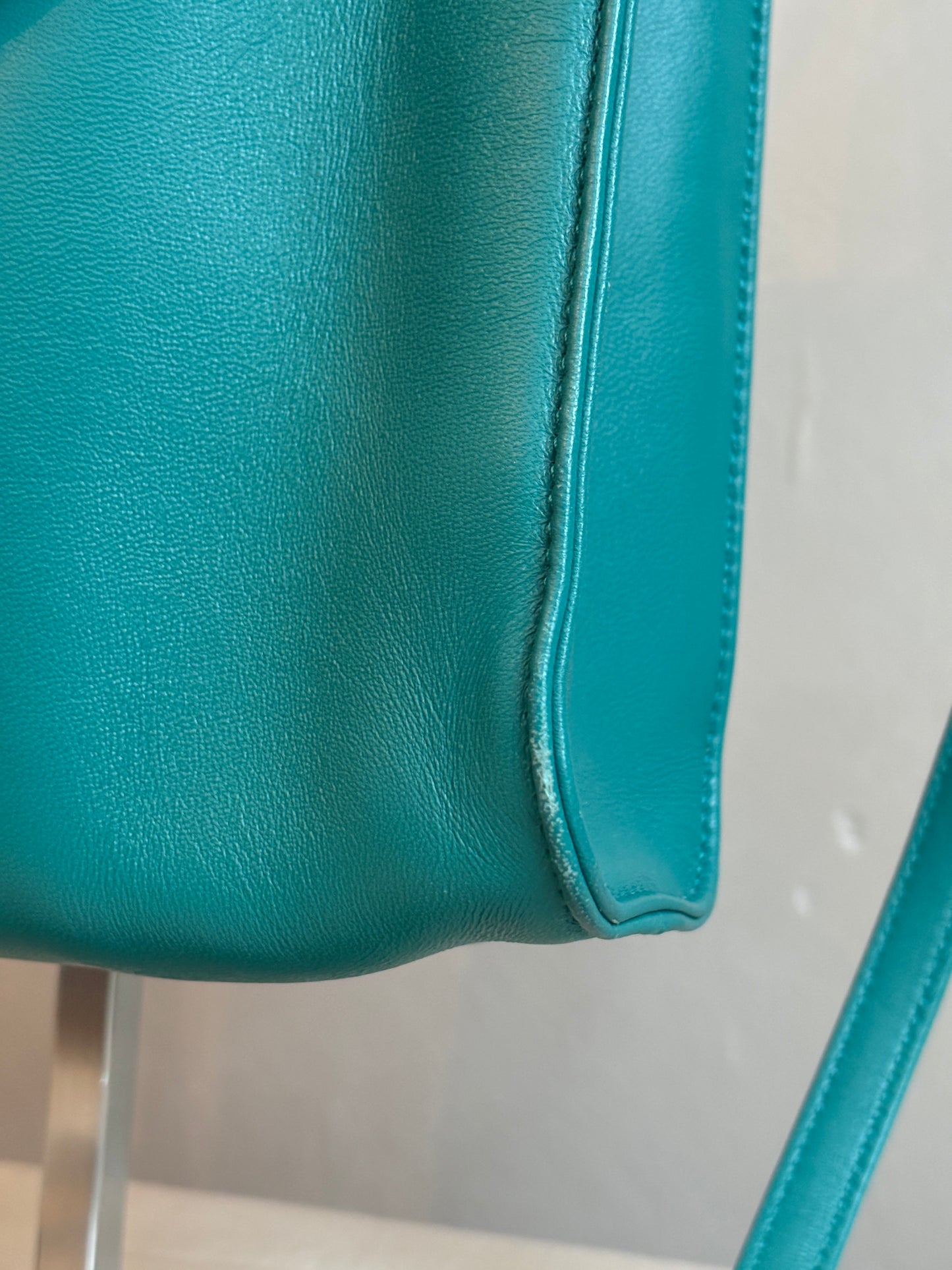 prada Nappa Triangle Pocket Small Tote Bag Teal