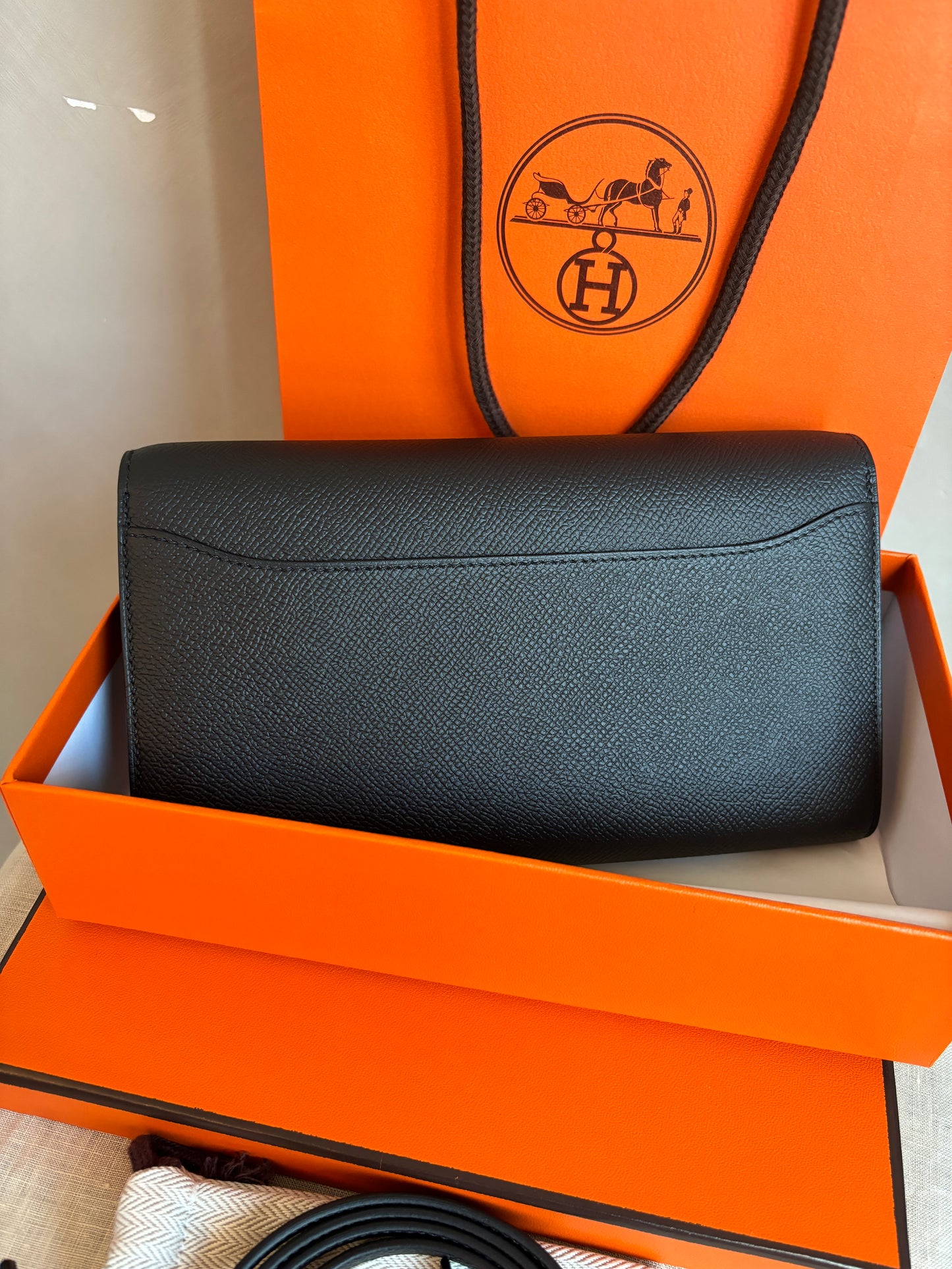 hermes Black Constance to go bag