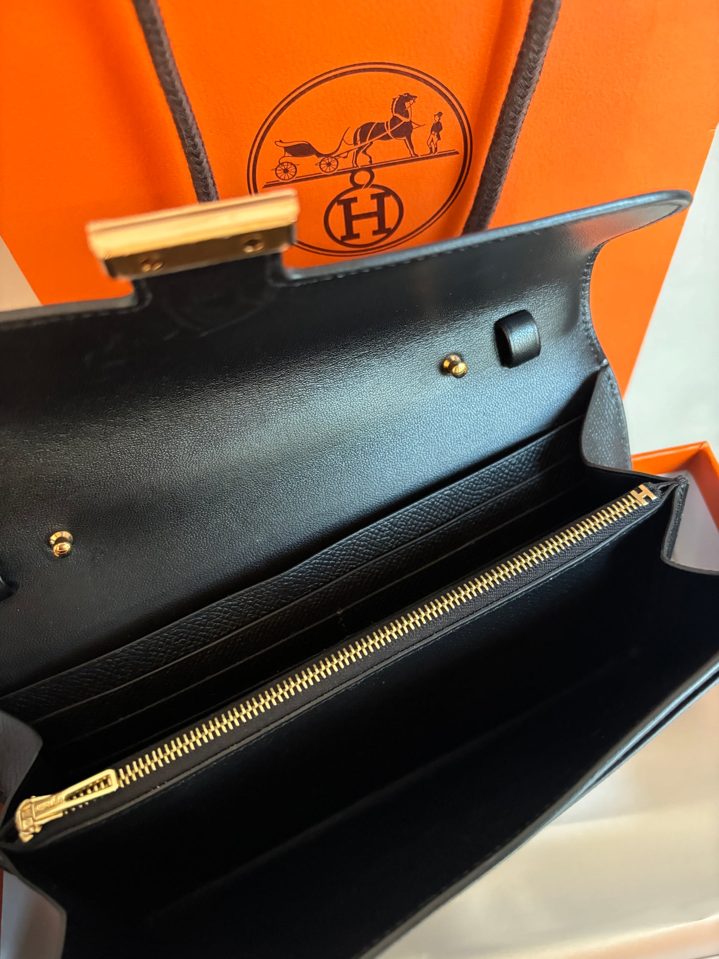 hermes Black Constance to go bag