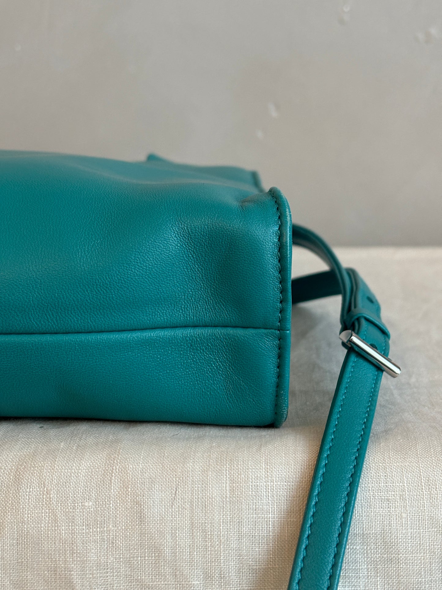 prada Nappa Triangle Pocket Small Tote Bag Teal