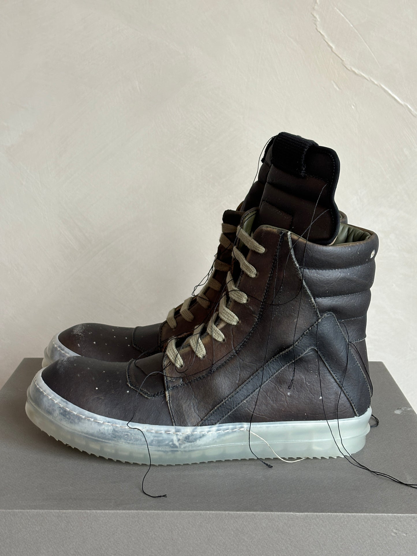 RICK OWENS SS19 BABEL Geobasket Black Bluejay Sneakers