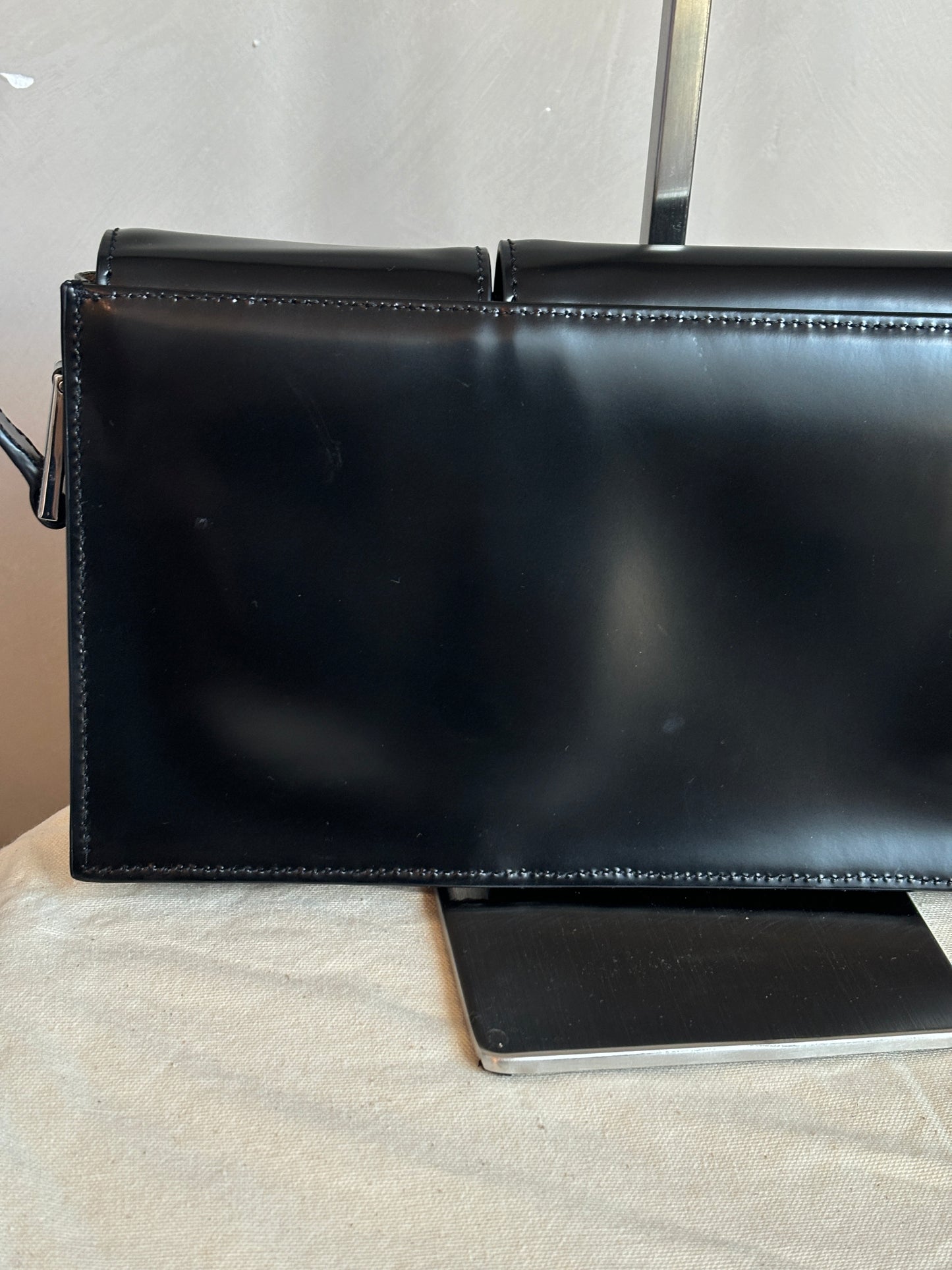 BY FAR Billy Black Semi Patent Leather Bag