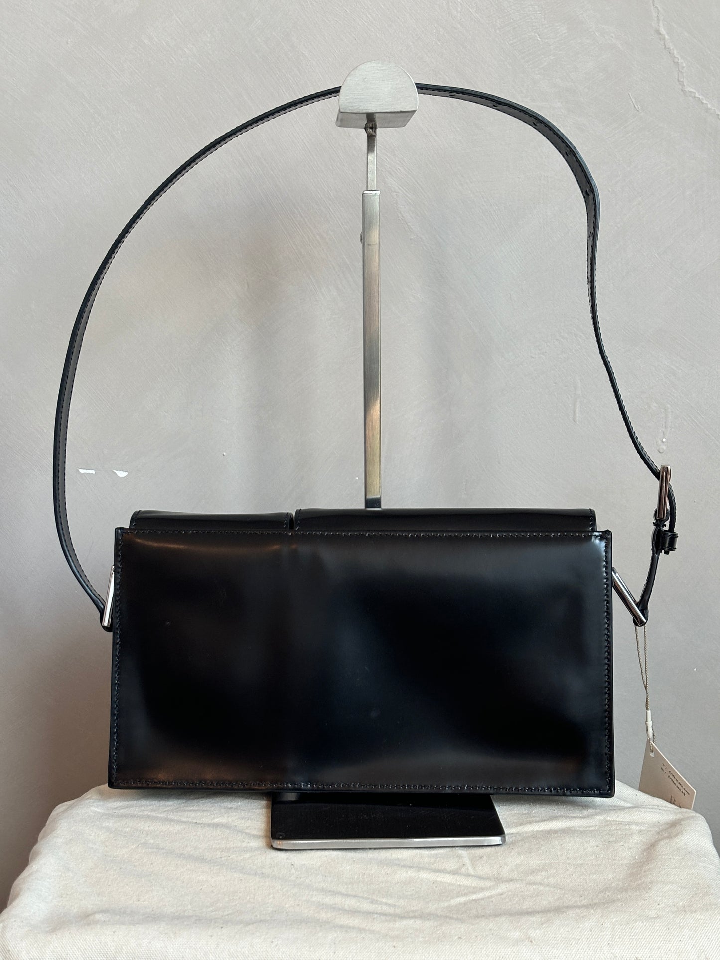 BY FAR Billy Black Semi Patent Leather Bag